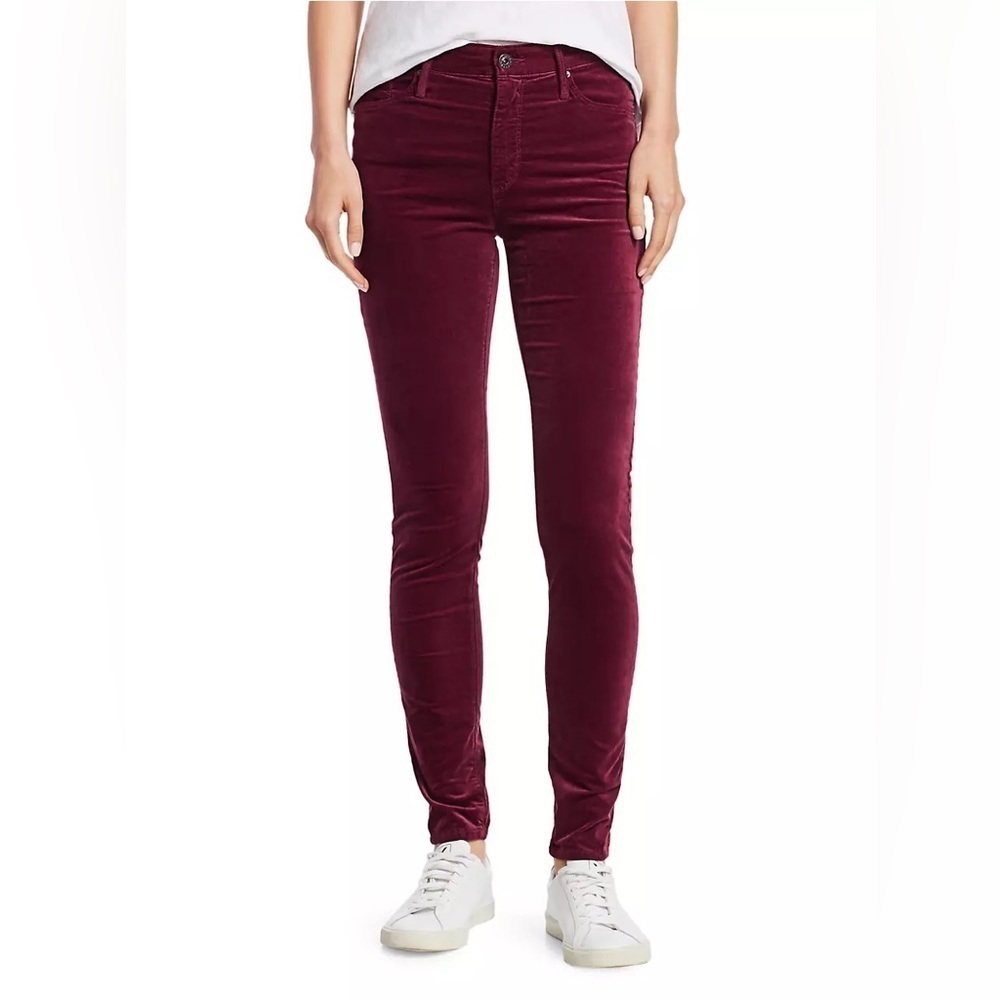 Adriano Goldschmied AG Jeans Farrah High Rise Skinny Velvet Pants in Gooseberry
